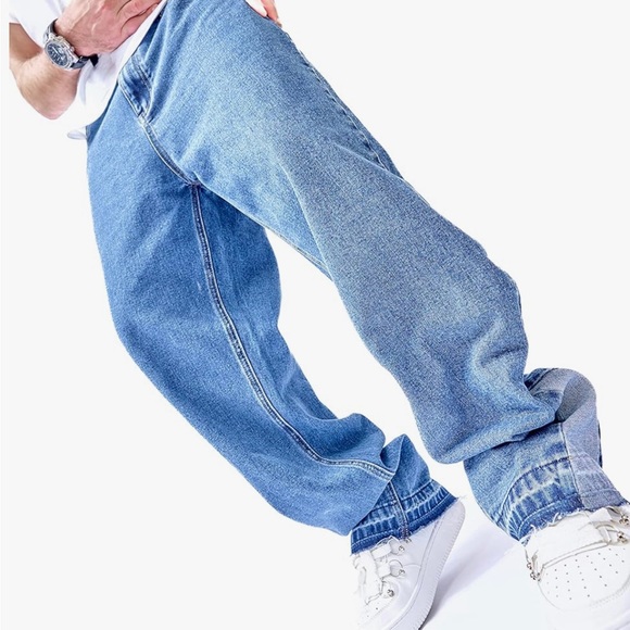 Men's Loose Fit Relaxed-Fit Men Jeans Washed Oversize Straight Leg Jean 38 - Picture 4 of 7